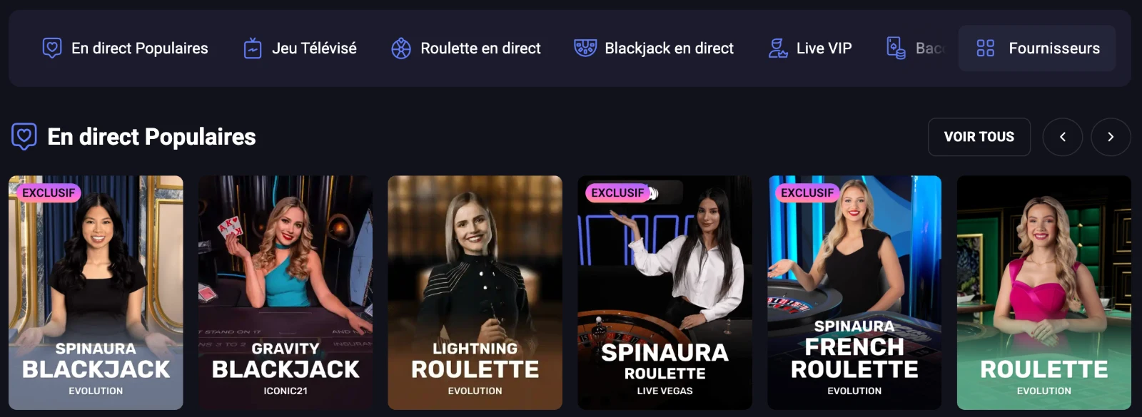 Blackjack en direct chez spinaura pour les joueurs de France — dont Evolution, Iconic21